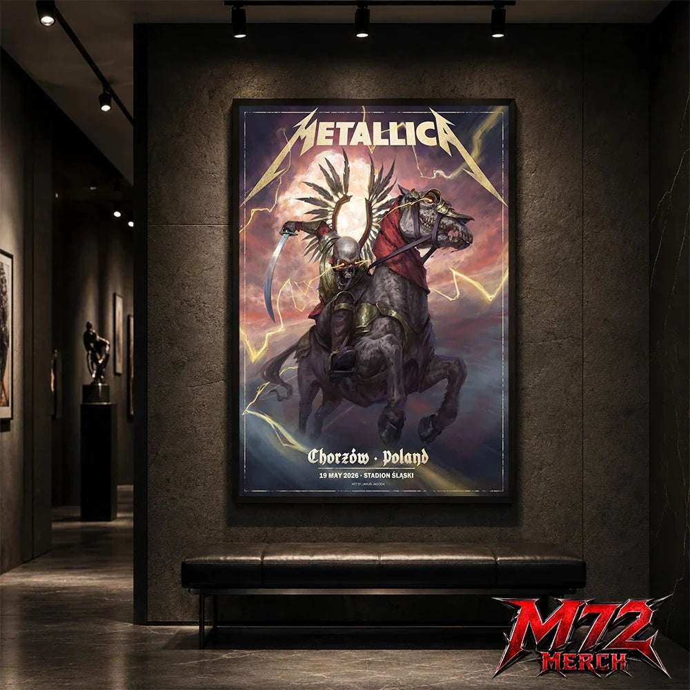Metallica M72 World Tour May 19 2026 Chorzów Poland Stadion Śląski Horseman Skull poster canvas wall art