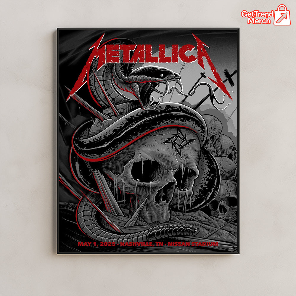 Metallica M72 Nashville 2025 Snake & Skull Poster & Canvas - Merch Collect