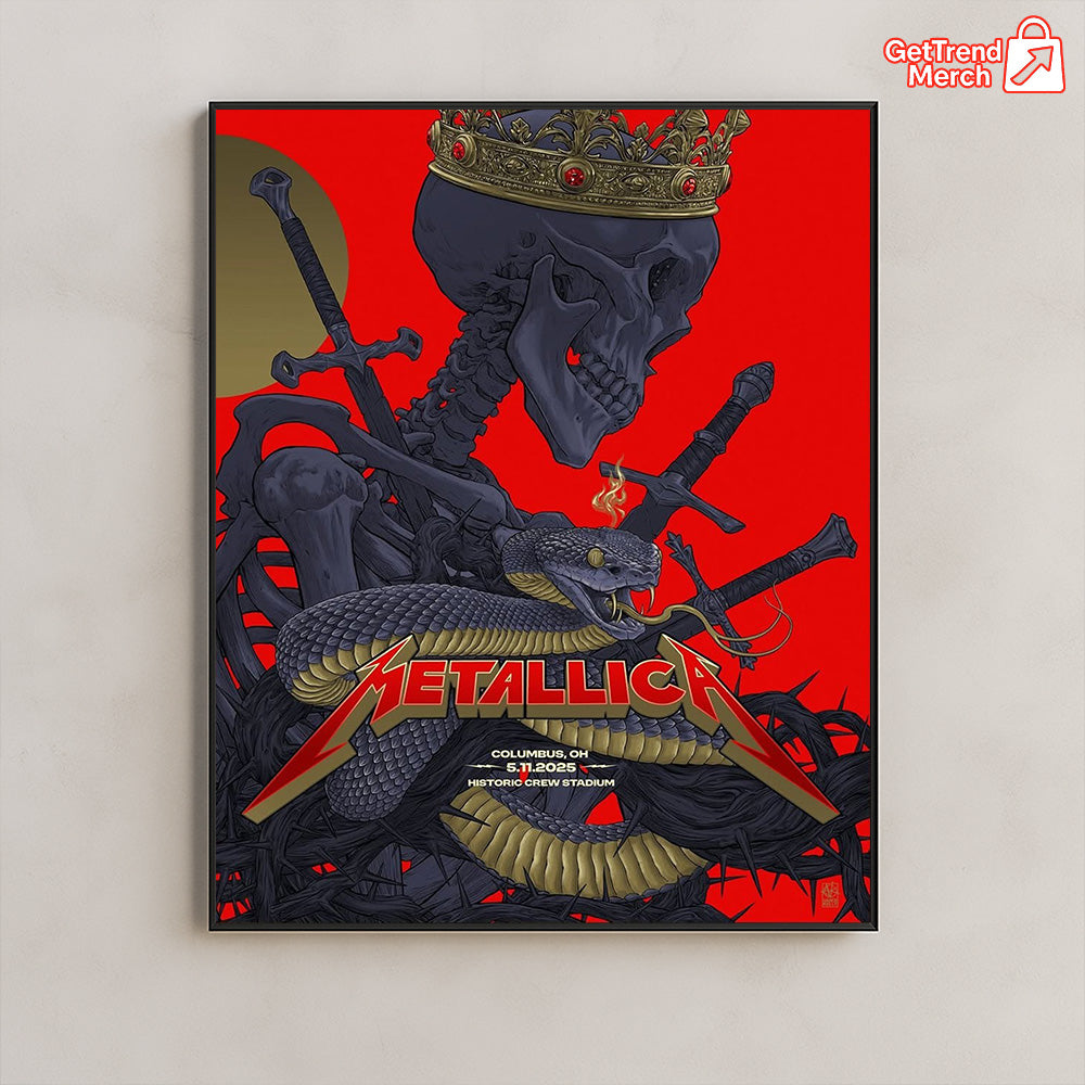 Metallica M72 Columbus May 11 2025 Snake & Skeleton Poster & Canvas - Merch Collect