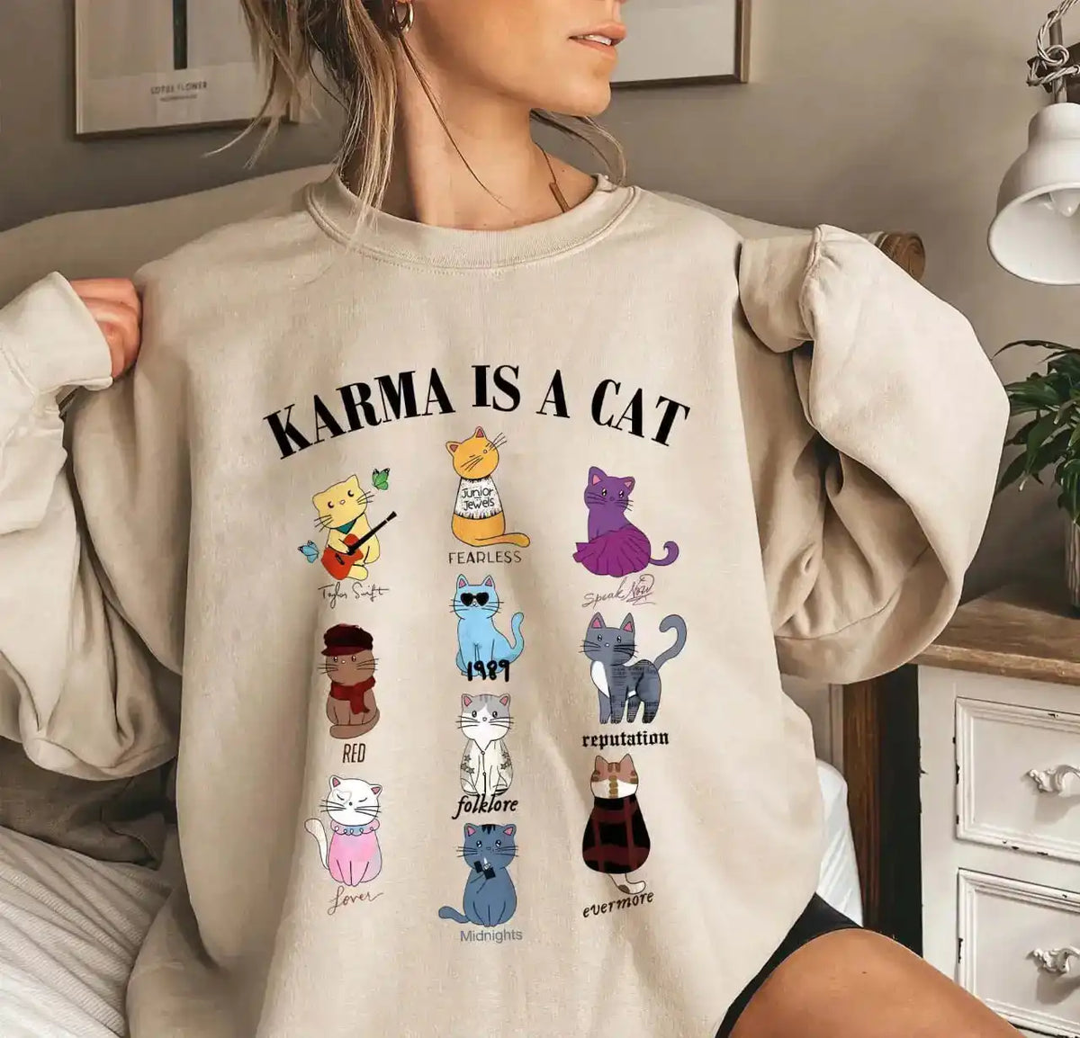 Karma Is A Cat Taylor Swift Inspired Album Sweatshirt - Merch Collect