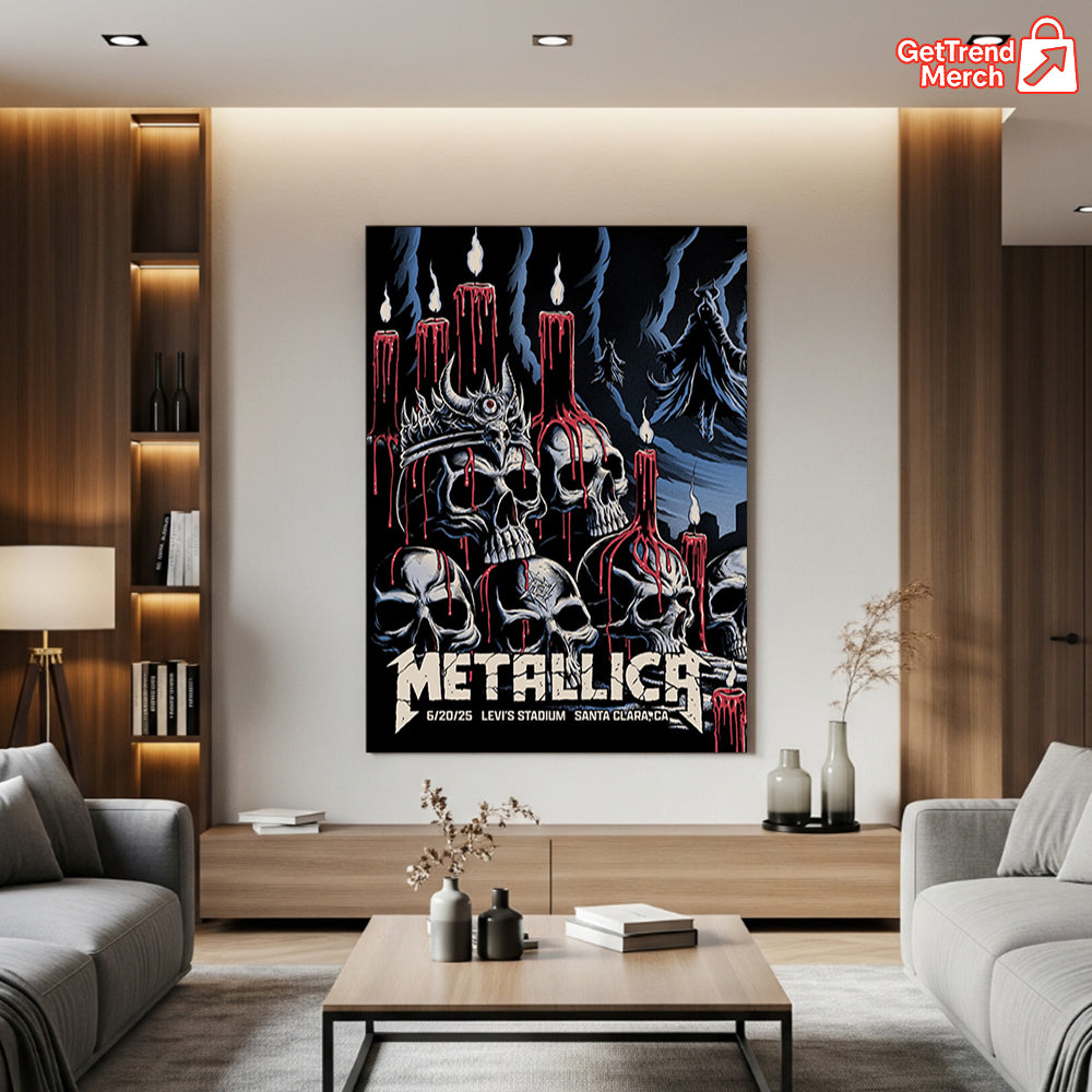 Metallica Santa Clara 2025 Art by Brandon Heart, Levi’s Stadium Poster & Canvas - Merch Collect