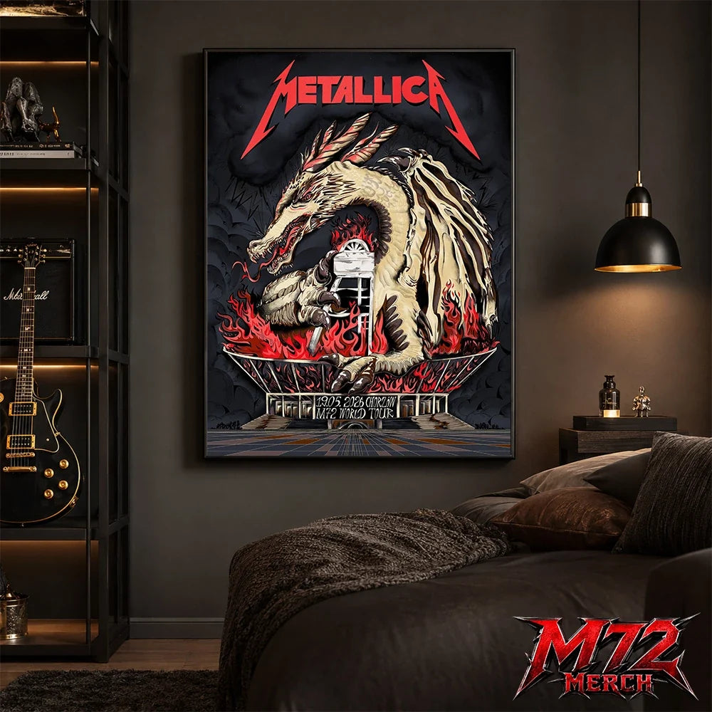Metallica M72 World Tour May 19 2026 Chorzów Poland Stadion Śląski Dragon Stadium poster canvas wall art