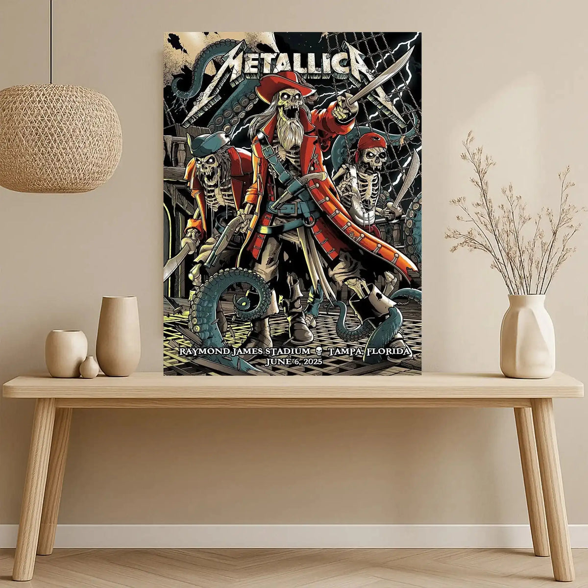 Metallica M72 Tampa 2025 Setlist Pirate Skeleton Poster & Canvas - Merch Collect