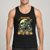 Metallica 2026 Halloween T-shirt by WolfSkullJack featuring a roaring werewolf beneath a full moon with pumpkins, graveyard crosses, bats and Seek The Wolf In Thyself artwork.