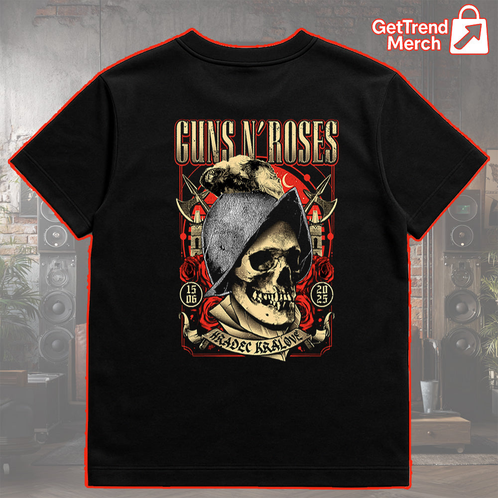 Guns N' Roses Hradec Králové 2025 Skull Graphic T-Shirt - Merch Collect