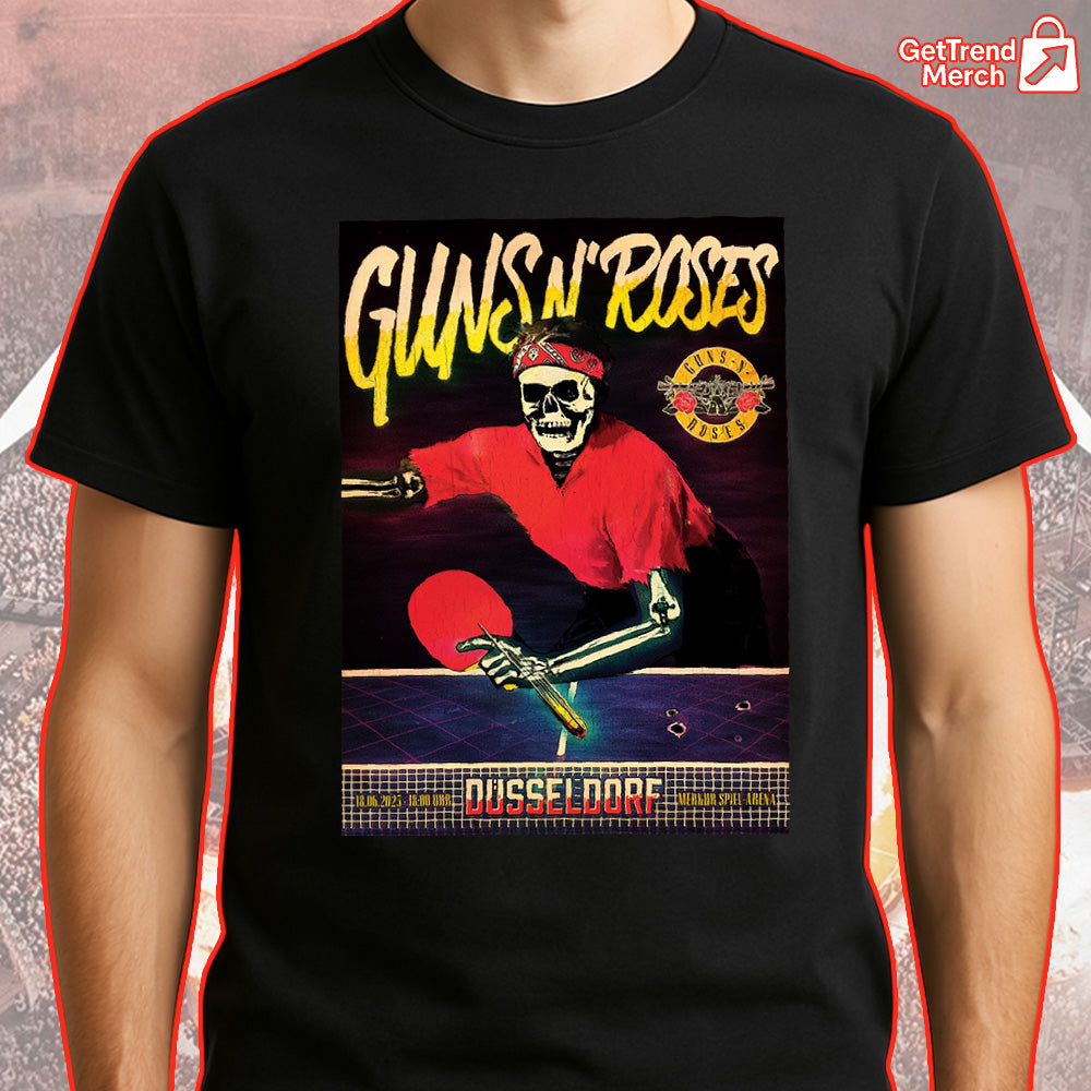 Guns N' Roses Düsseldorf 2025 Skeleton Ping Pong T-Shirt - Merch Collect