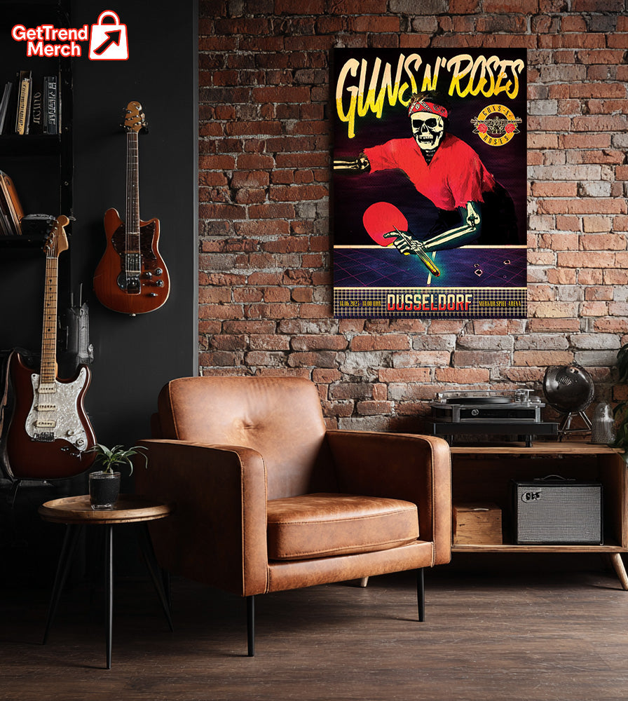 Guns N' Roses Düsseldorf 2025 Skeleton Ping Pong Poster & Canvas - Merch Collect