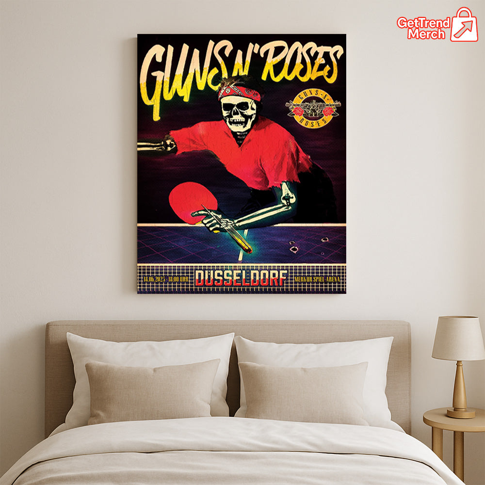 Guns N' Roses Düsseldorf 2025 Skeleton Ping Pong Poster & Canvas - Merch Collect