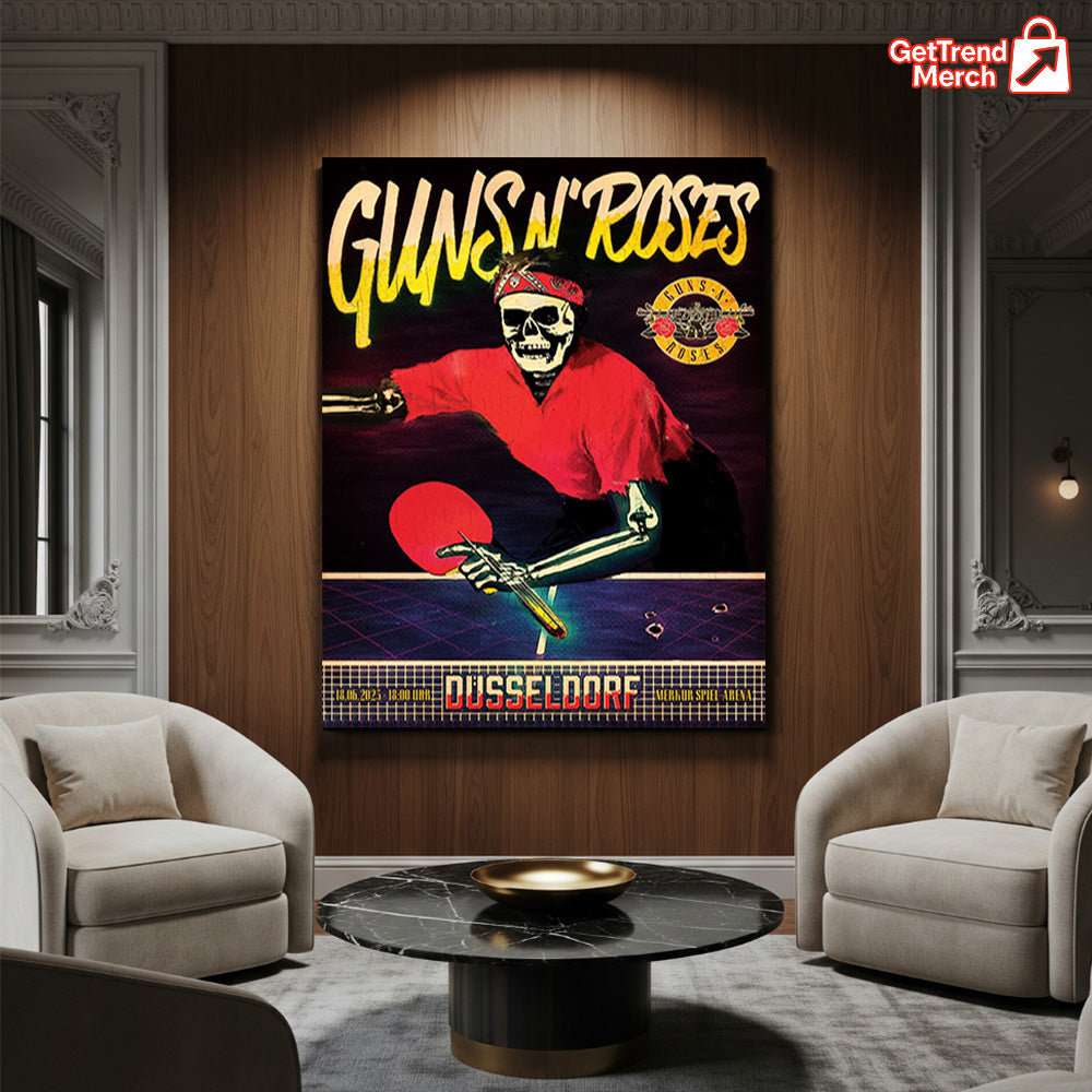 Guns N' Roses Düsseldorf 2025 Skeleton Ping Pong Poster & Canvas - Merch Collect