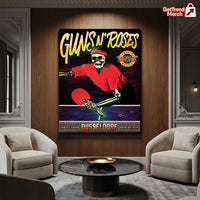 Guns N' Roses Düsseldorf 2025 Skeleton Ping Pong Poster & Canvas - Merch Collect