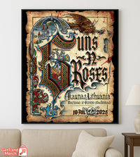 Guns N' Roses Kaunas 2025 Medieval Knight Dragon Poster & Canvas - Merch Collect