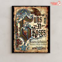 Guns N' Roses Kaunas 2025 Medieval Knight Dragon Poster & Canvas - Merch Collect