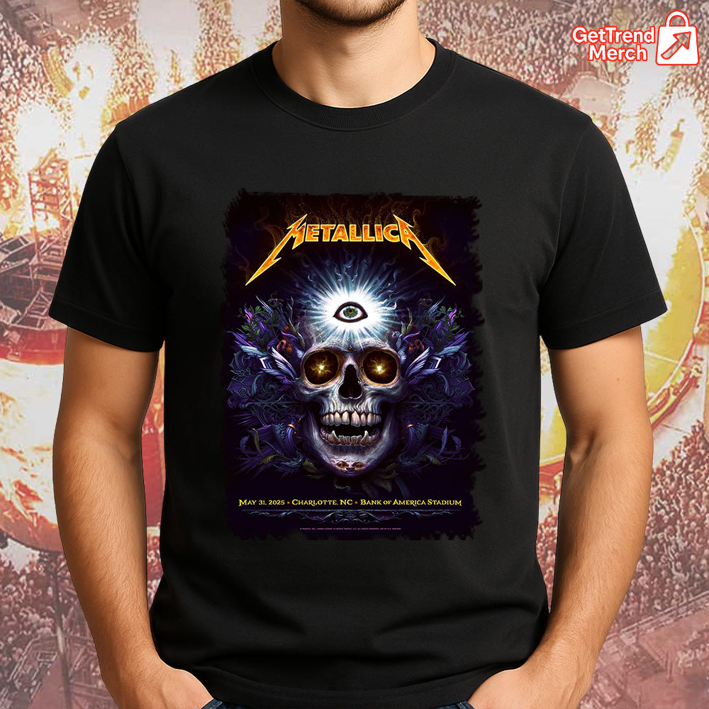 Metallica M72 Charlotte 2025 Third Eye Skull Setlist Graphic T-Shirt - Merch Collect