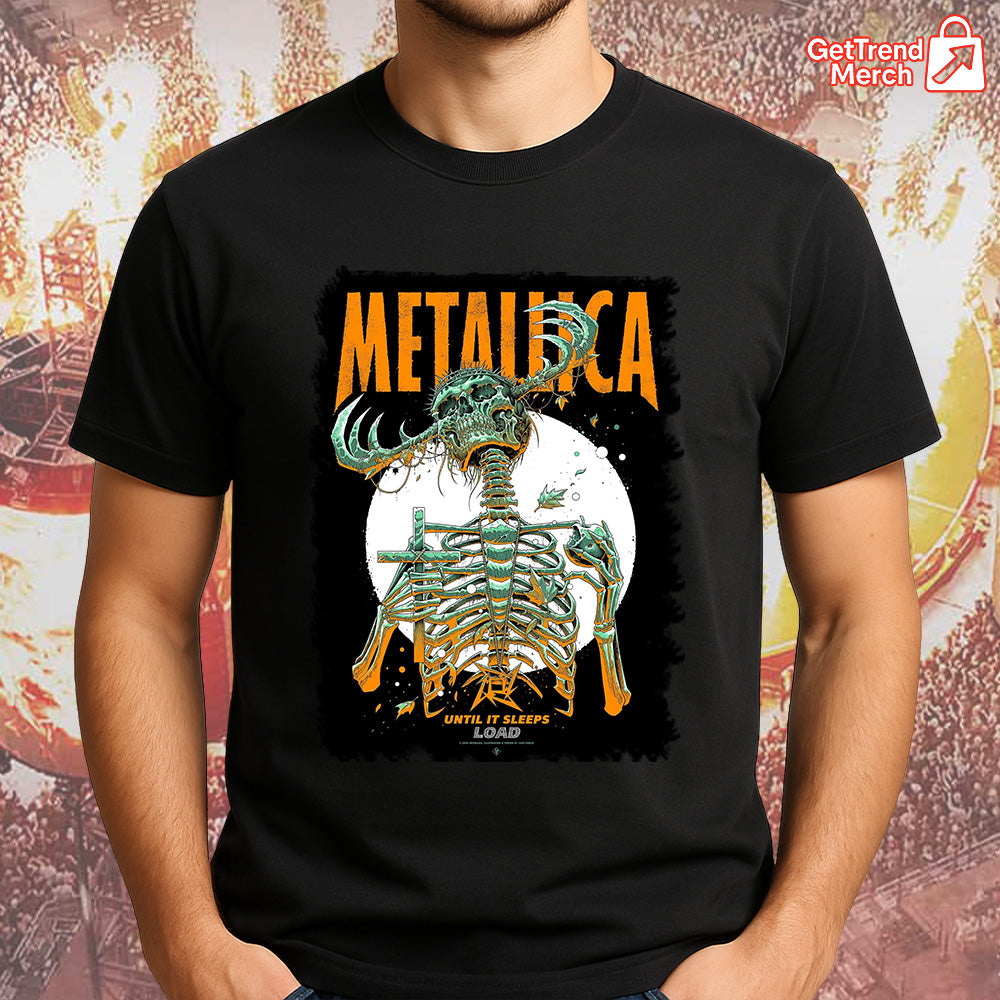 Metallica 2025 Until It Sleeps Skeleton Reaper Band Graphic T-Shirt - Merch Collect
