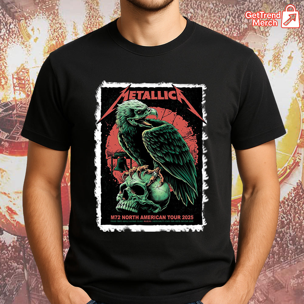 Metallica M72 Philadelphia 2025 Eagle Skull Pop-Up Shop Graphic T-Shirt - Merch Collect