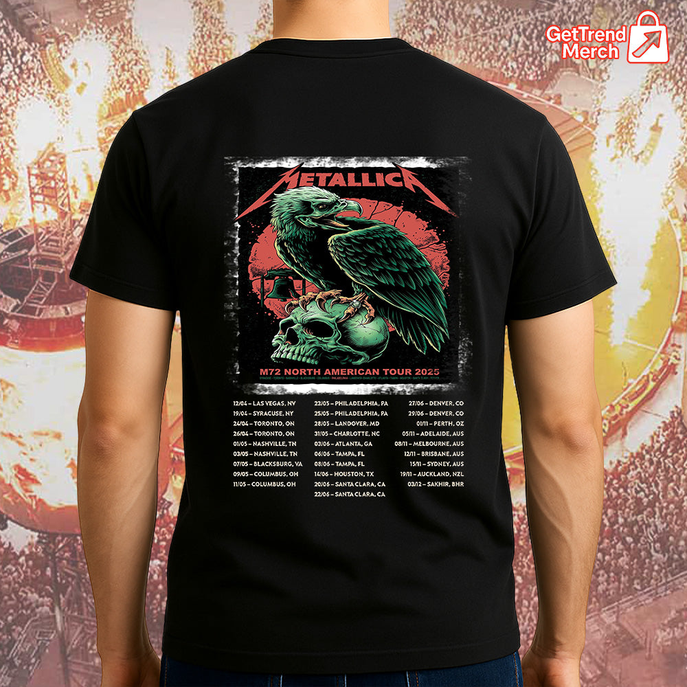Metallica M72 Philadelphia 2025 Eagle Skull Pop-Up Shop Graphic T-Shirt - Merch Collect