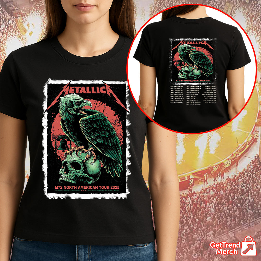 Metallica M72 Philadelphia 2025 Eagle Skull Pop-Up Shop Graphic T-Shirt - Merch Collect
