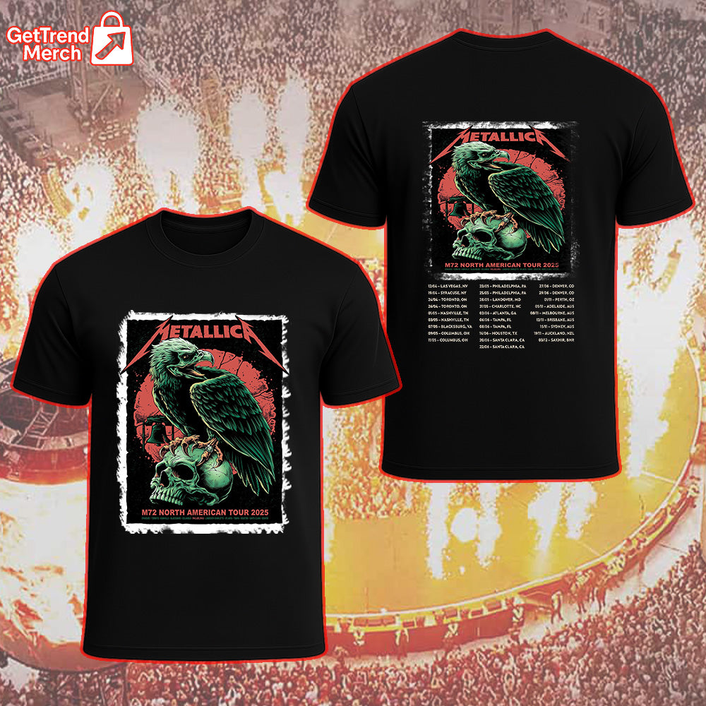 Metallica M72 Philadelphia 2025 Eagle Skull Pop-Up Shop Graphic T-Shirt - Merch Collect