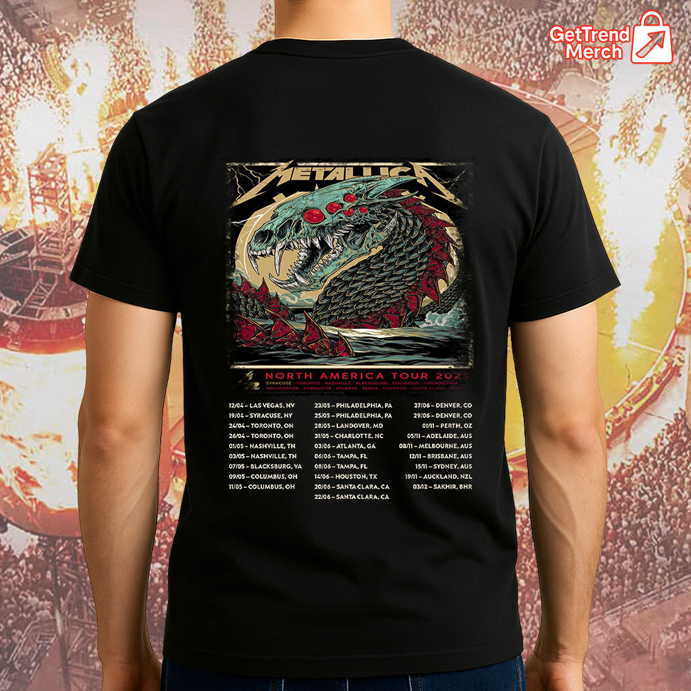 Metallica M72 Syracuse 2025 Thunder Sea Dragon & Skull by Rhys Cooper Graphic T-Shirt - Merch Collect