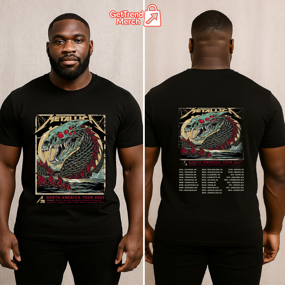 Metallica M72 Syracuse 2025 Thunder Sea Dragon & Skull by Rhys Cooper Graphic T-Shirt - Merch Collect