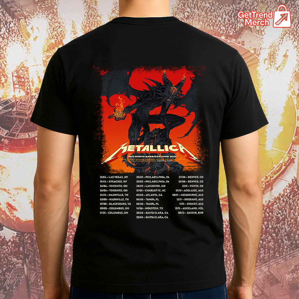 Metallica M72 Santa Clara 2025 Demon Setlist Graphic T-Shirt - Merch Collect