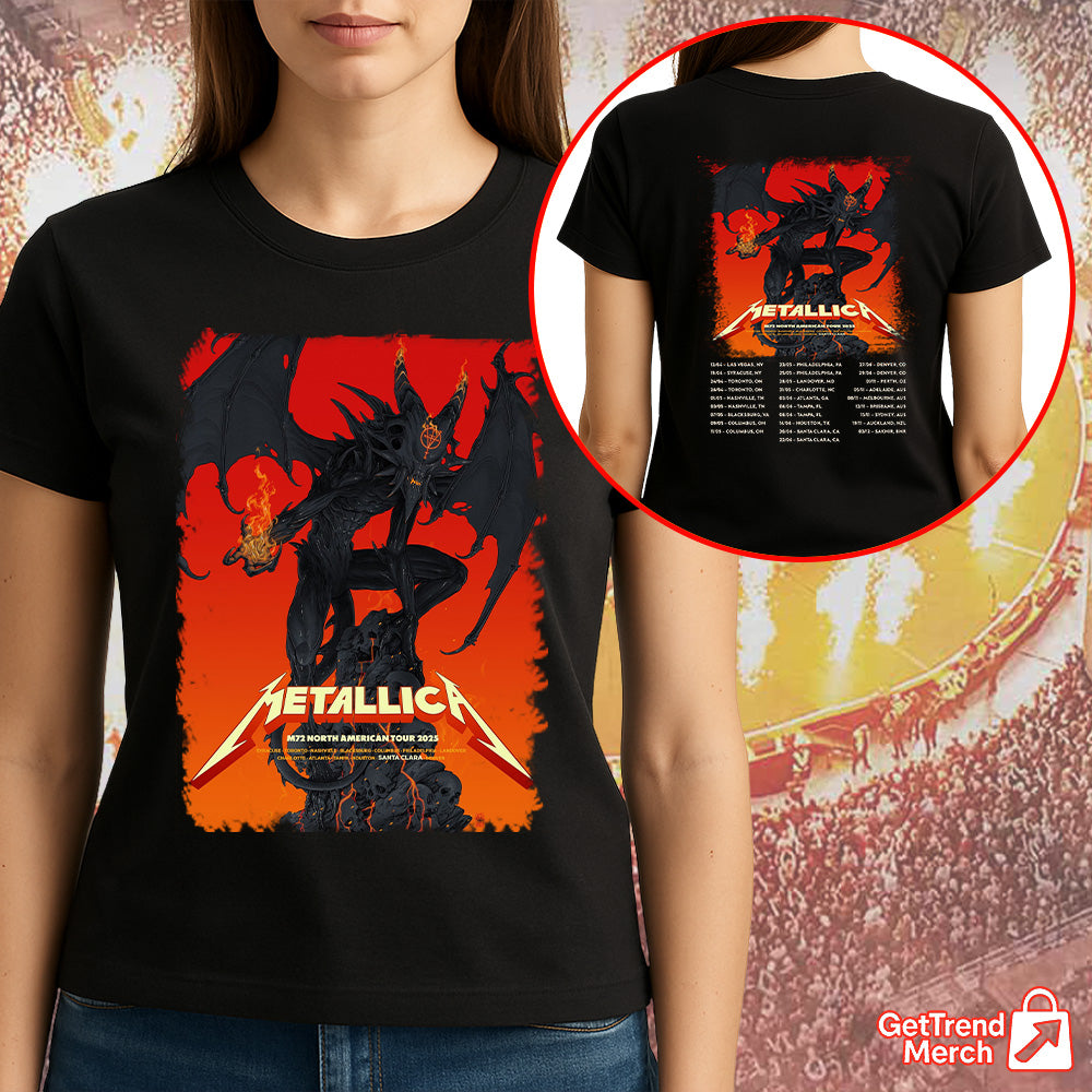 Metallica M72 Santa Clara 2025 Demon Setlist Graphic T-Shirt - Merch Collect