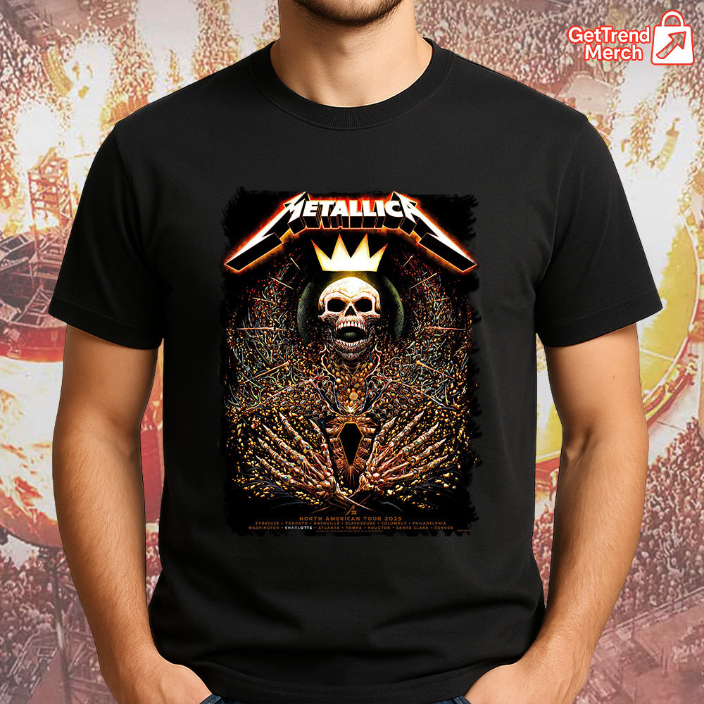 Metallica M72 Charlotte 2025 Skeleton King Pop-Up Shop Graphic T-Shirt - Merch Collect