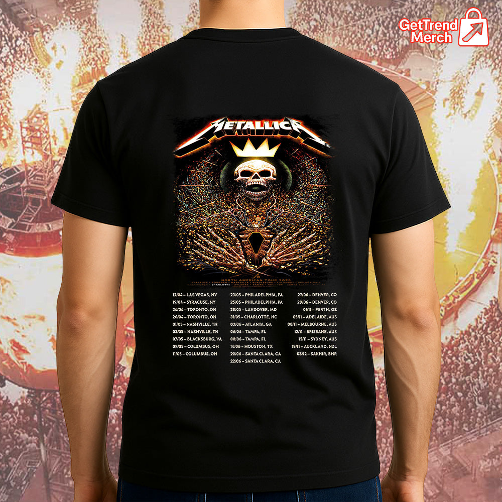Metallica M72 Charlotte 2025 Skeleton King Pop-Up Shop Graphic T-Shirt - Merch Collect