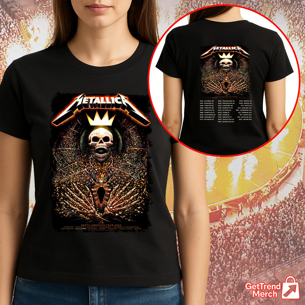 Metallica M72 Charlotte 2025 Skeleton King Pop-Up Shop Graphic T-Shirt - Merch Collect