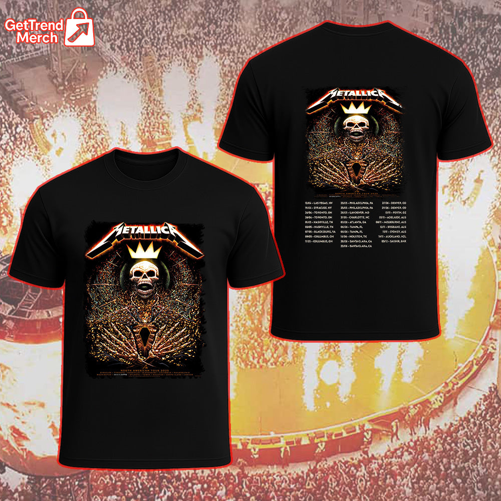 Metallica M72 Charlotte 2025 Skeleton King Pop-Up Shop Graphic T-Shirt - Merch Collect