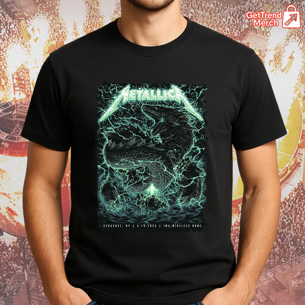 Metallica M72 Syracuse 2025 Dragonstorm Skull & Dragon Setlist Graphic T-Shirt - Merch Collect