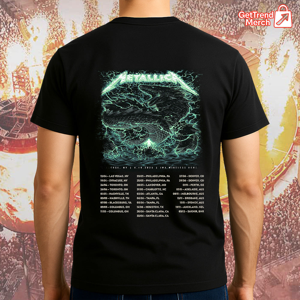 Metallica M72 Syracuse 2025 Dragonstorm Skull & Dragon Setlist Graphic T-Shirt - Merch Collect