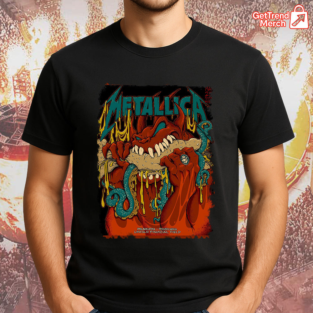 Metallica M72 Philadelphia 2025 Monster Bite Setlist Graphic T-Shirt - Merch Collect