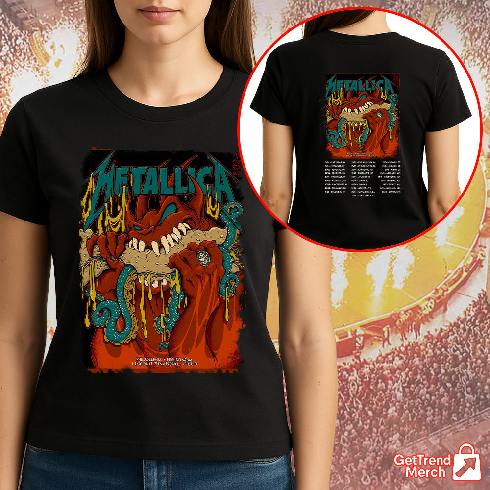 Metallica M72 Philadelphia 2025 Monster Bite Setlist Graphic T-Shirt - Merch Collect