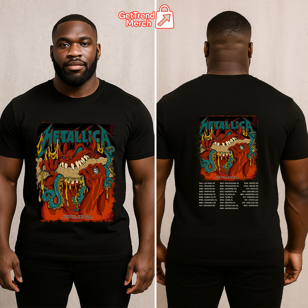 Metallica M72 Philadelphia 2025 Monster Bite Setlist Graphic T-Shirt - Merch Collect
