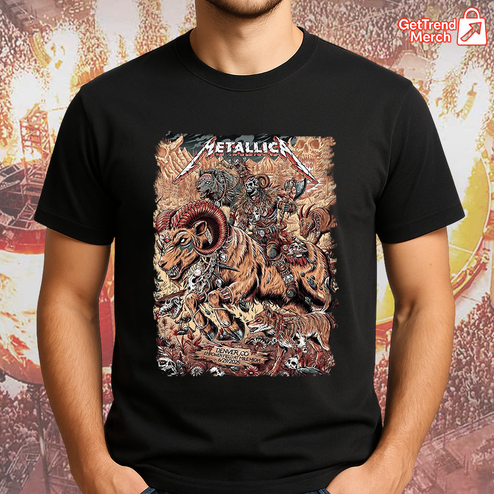 Metallica M72 Denver 2025 Warbeast & Skull Warriors Setlist Graphic T-Shirt - Merch Collect