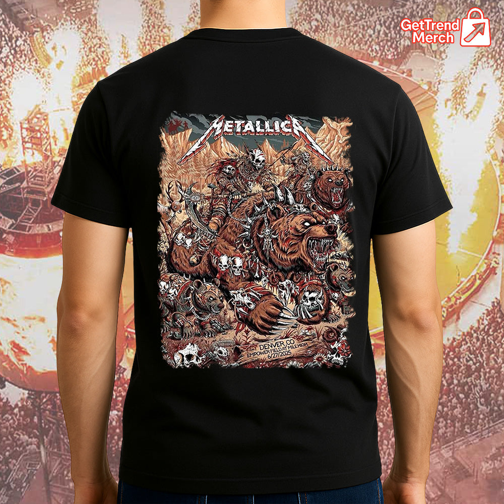 Metallica M72 Denver 2025 Warbeast & Skull Warriors Setlist Graphic T-Shirt - Merch Collect
