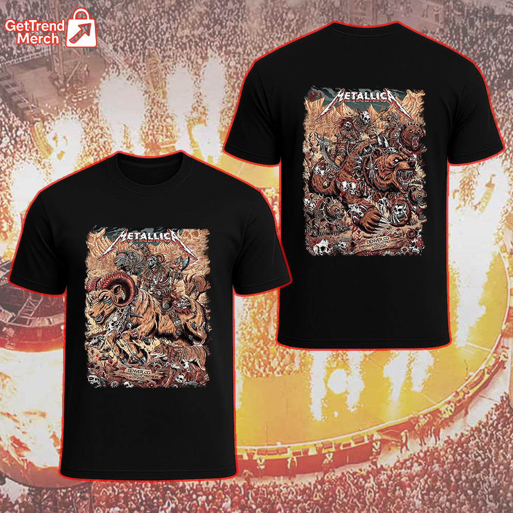 Metallica M72 Denver 2025 Warbeast & Skull Warriors Setlist Graphic T-Shirt - Merch Collect