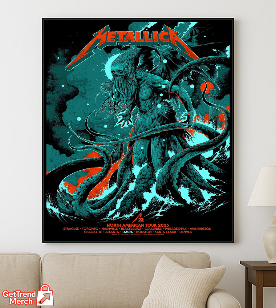 Metallica M72 Tampa 2025 Tonight In Tampa Setlist by Ken Taylor Poster & Canvas - Merch Collect