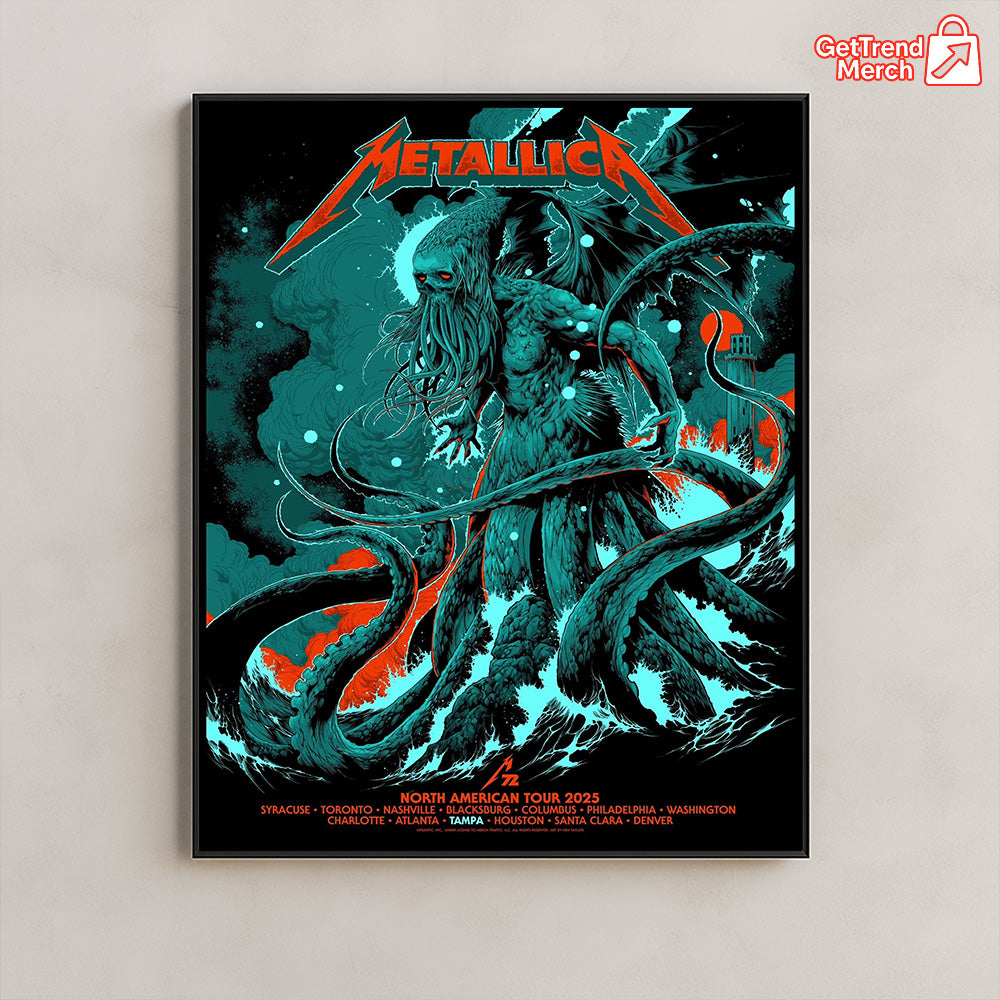Metallica M72 Tampa 2025 Tonight In Tampa Setlist by Ken Taylor Poster & Canvas - Merch Collect