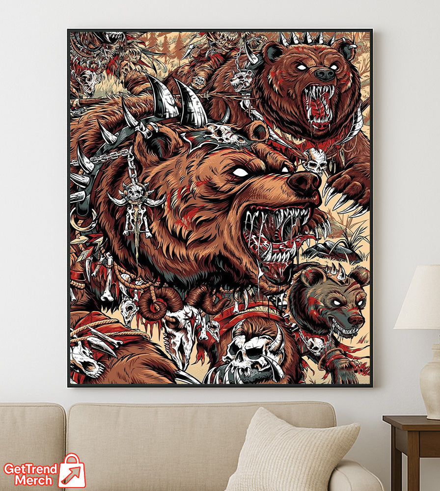 Metallica M72 Denver 2025 Wild Battle Grizzly Bear Poster & Canvas - Merch Collect