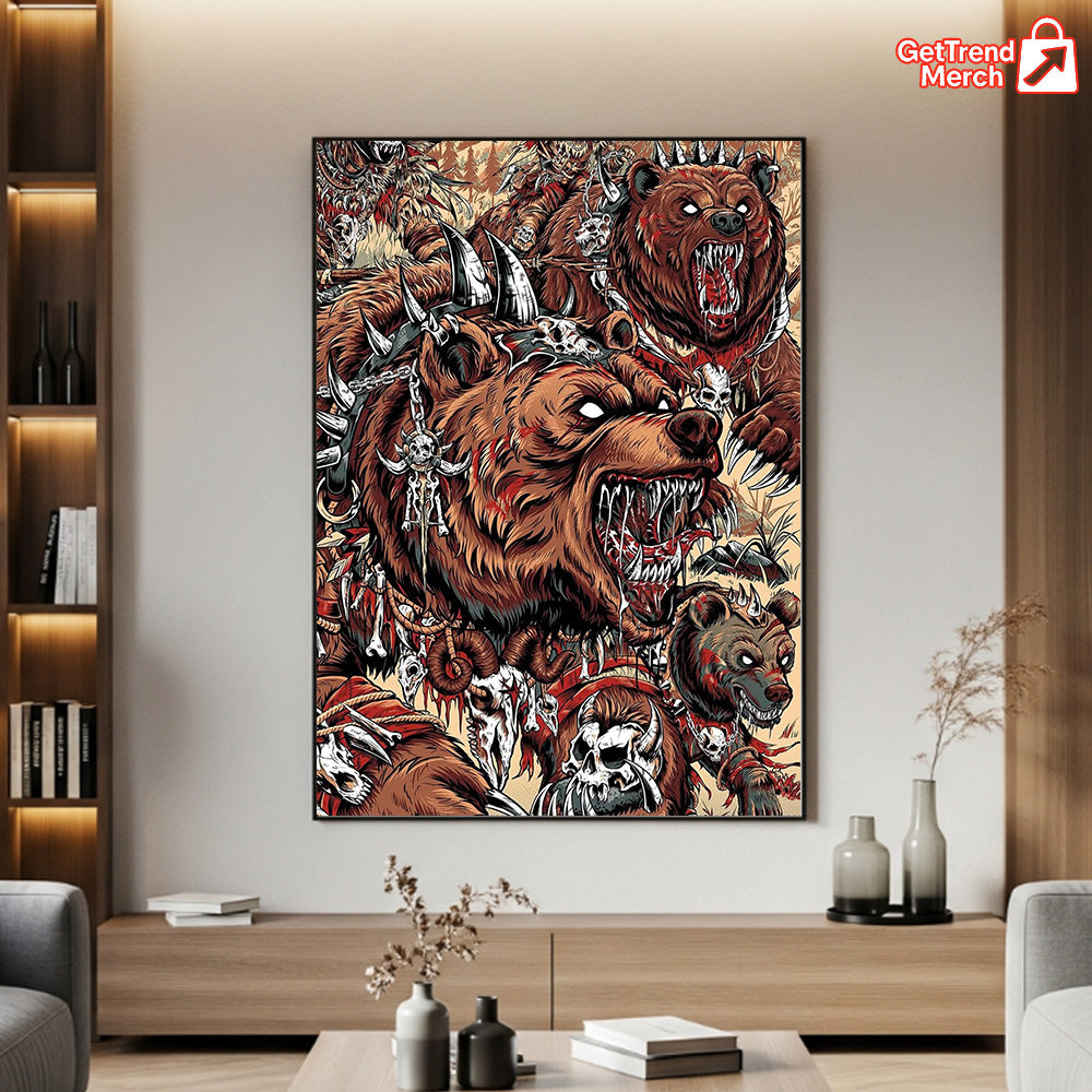 Metallica M72 Denver 2025 Wild Battle Grizzly Bear Poster & Canvas - Merch Collect