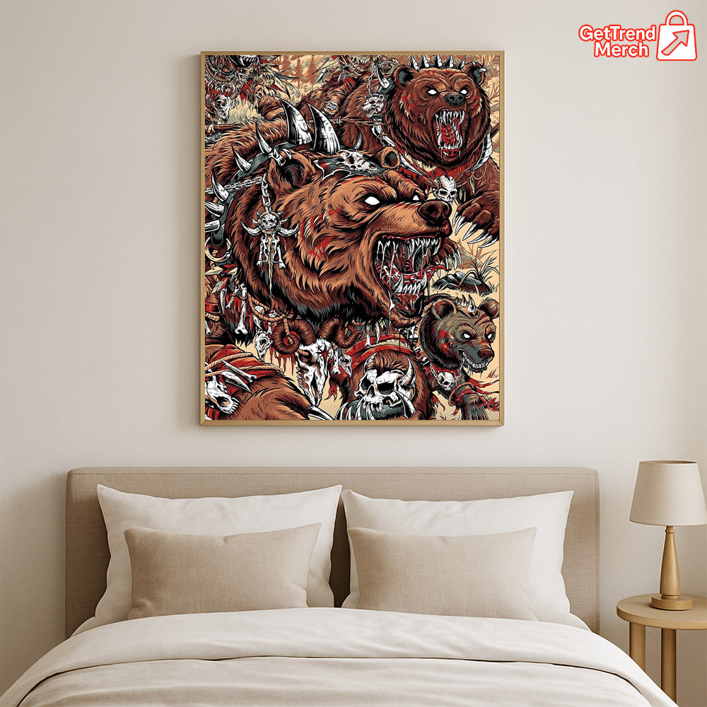Metallica M72 Denver 2025 Wild Battle Grizzly Bear Poster & Canvas - Merch Collect