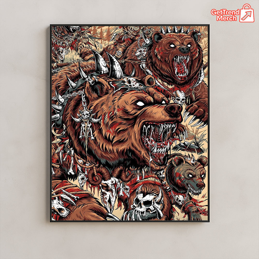 Metallica M72 Denver 2025 Wild Battle Grizzly Bear Poster & Canvas - Merch Collect