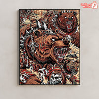 Metallica M72 Denver 2025 Wild Battle Grizzly Bear Poster & Canvas - Merch Collect