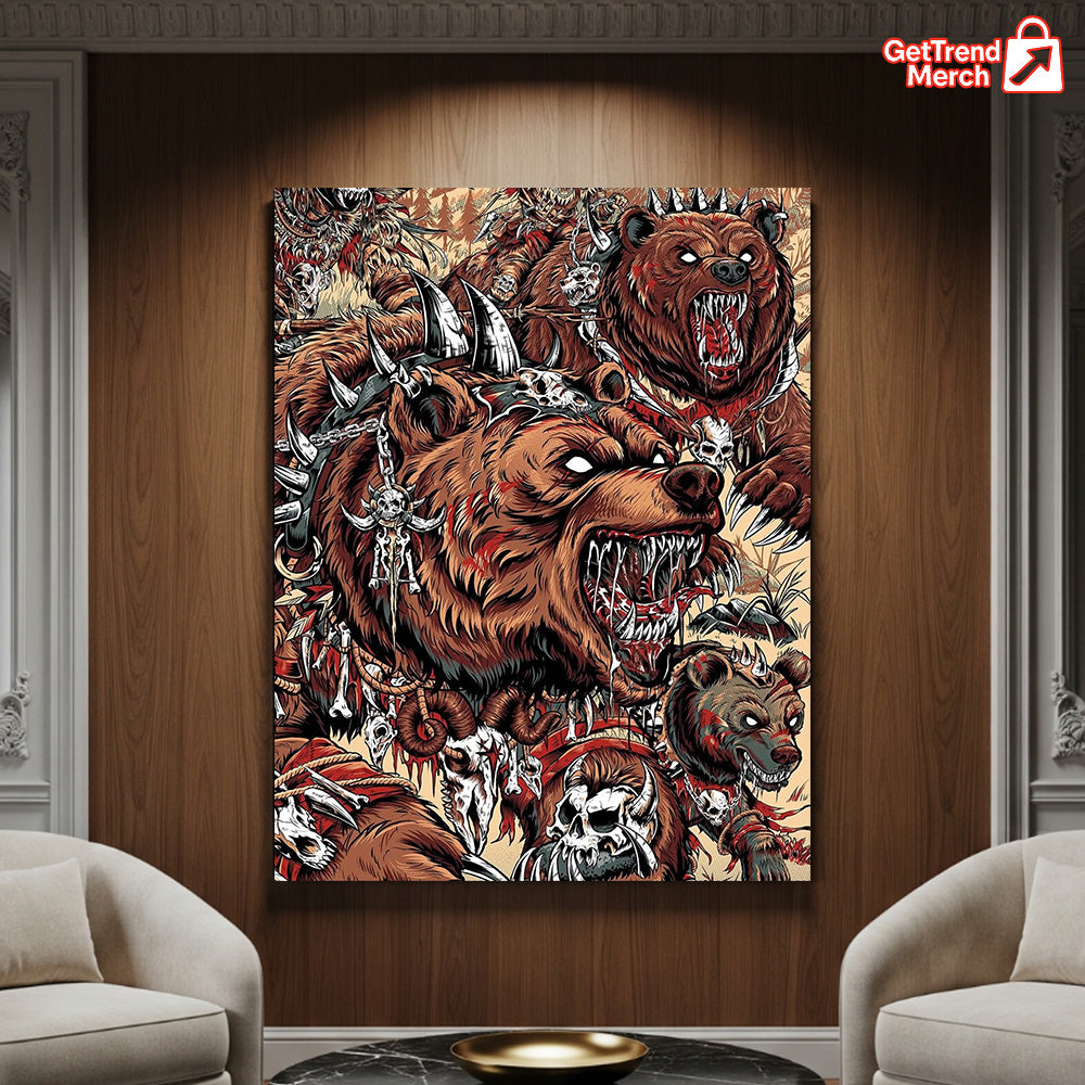 Metallica M72 Denver 2025 Wild Battle Grizzly Bear Poster & Canvas - Merch Collect
