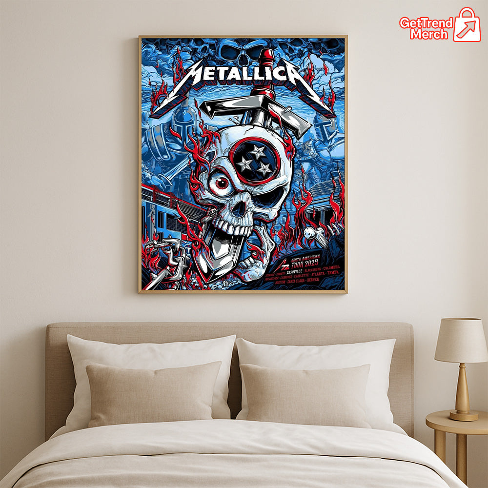 Metallica M72 Nashville 2025 Skull & Hammer, Tennessee Show Tribute Poster & Canvas - Merch Collect