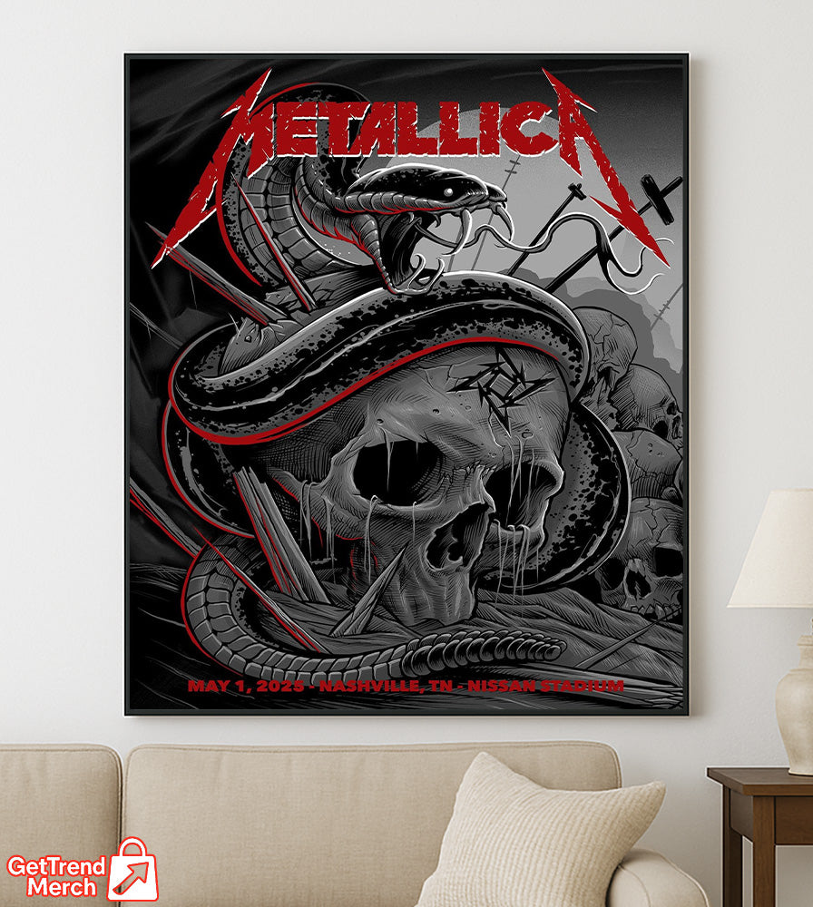 Metallica M72 Nashville 2025 Snake & Skull Poster & Canvas - Merch Collect