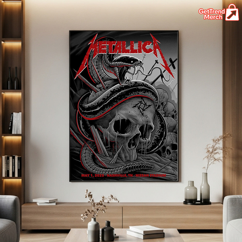 Metallica M72 Nashville 2025 Snake & Skull Poster & Canvas - Merch Collect