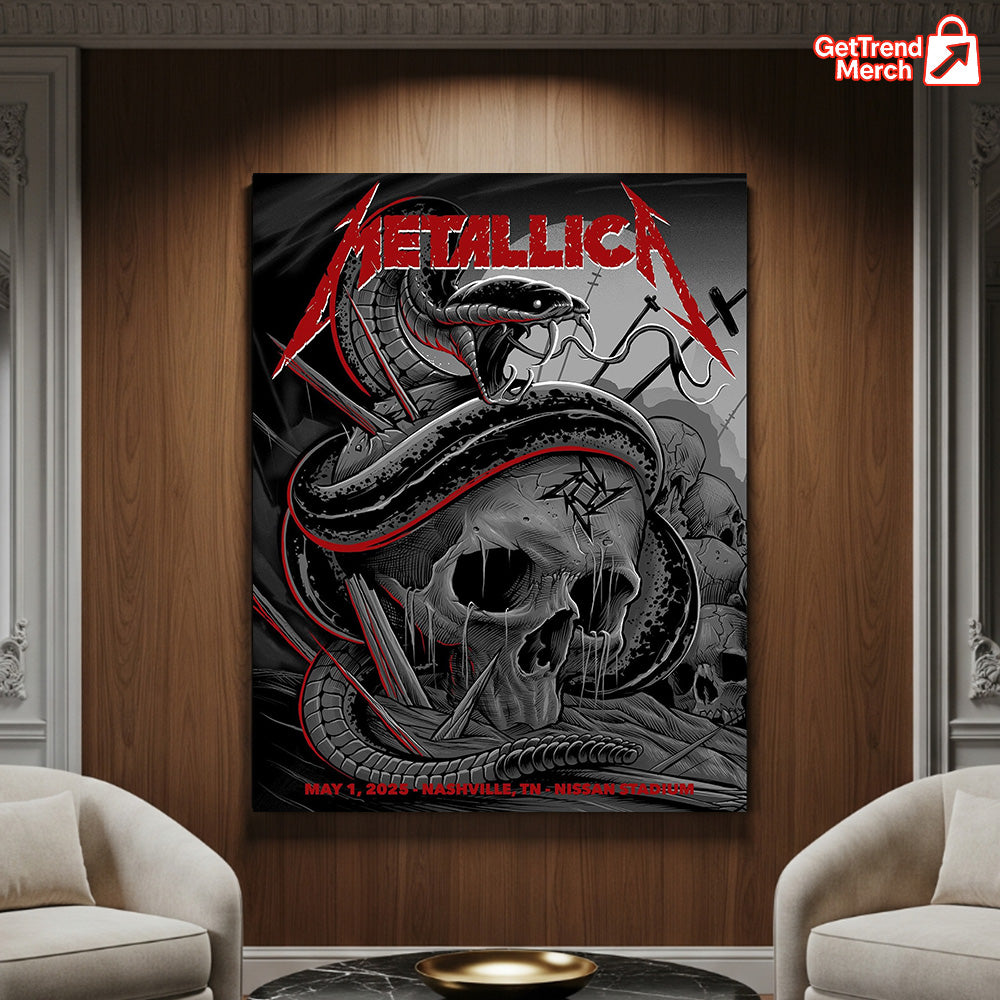 Metallica M72 Nashville 2025 Snake & Skull Poster & Canvas - Merch Collect